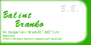 balint branko business card